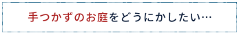 手つかずのお庭をどうにかしたい…